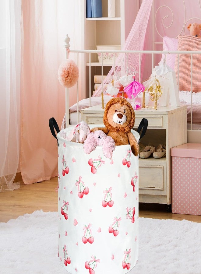 VAIVUSTO Cherry Print Round Laundry Hamper Storage Basket Bins Clothes Nursery Hamper for Home, Gift Storage Bins with Handles - Image 5